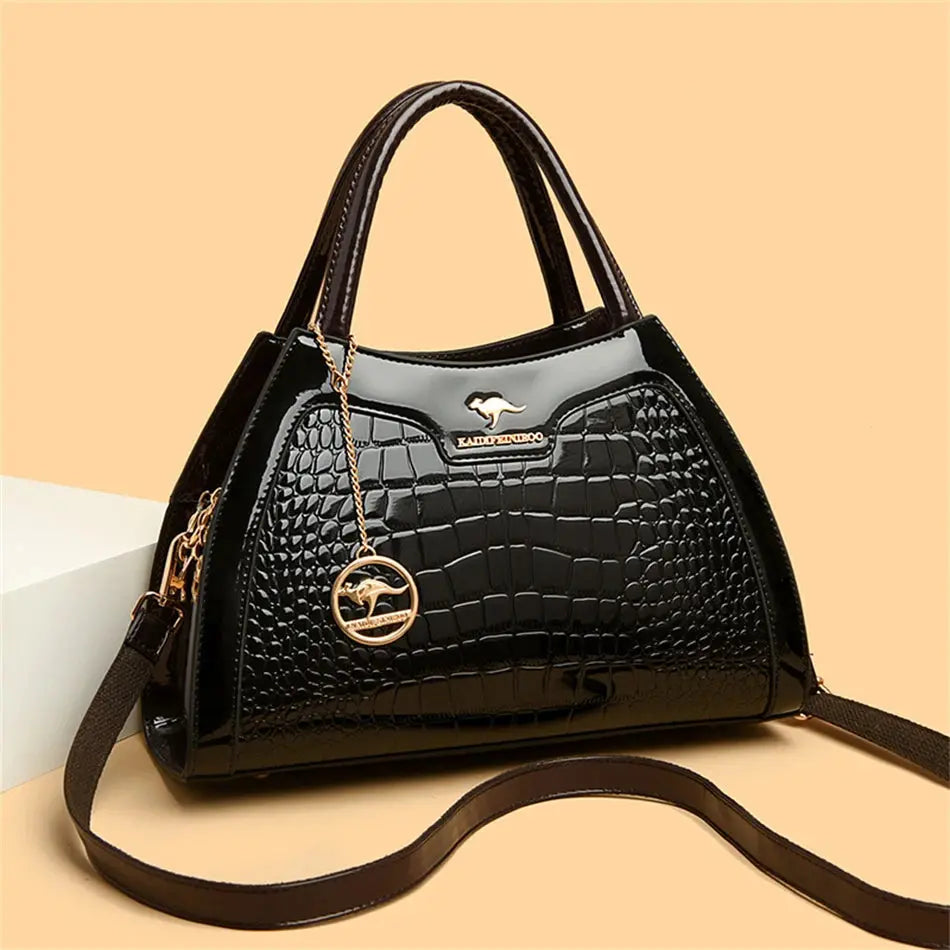 Luxury Patent Leather Handbags for Women Designer Crocodile Pattern Women's Shoulder Crossbody Bag Hobos Ladies Messenger Stone Streetsharks