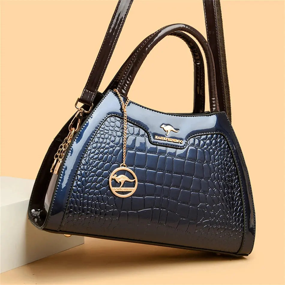 Luxury Patent Leather Handbags for Women Designer Crocodile Pattern Women's Shoulder Crossbody Bag Hobos Ladies Messenger Stone Streetsharks