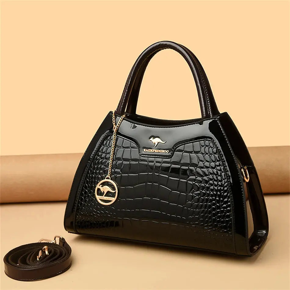 Luxury Patent Leather Handbags for Women Designer Crocodile Pattern Women's Shoulder Crossbody Bag Hobos Ladies Messenger Stone Streetsharks