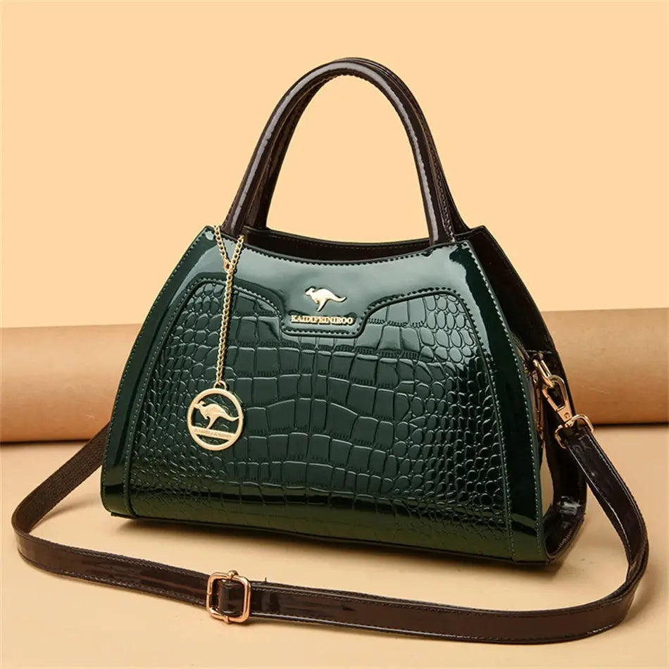Luxury Patent Leather Handbags for Women Designer Crocodile Pattern Women's Shoulder Crossbody Bag Hobos Ladies Messenger Stone Streetsharks