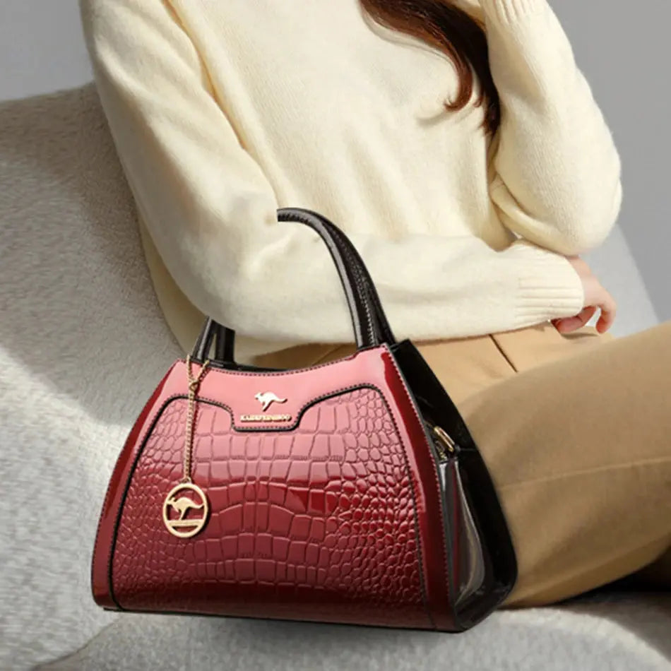 Luxury Patent Leather Handbags for Women Designer Crocodile Pattern Women's Shoulder Crossbody Bag Hobos Ladies Messenger Stone Streetsharks