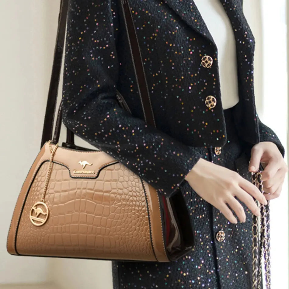 Luxury Patent Leather Handbags for Women Designer Crocodile Pattern Women's Shoulder Crossbody Bag Hobos Ladies Messenger Stone Streetsharks