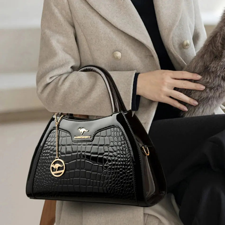 Luxury Patent Leather Handbags for Women Designer Crocodile Pattern Women's Shoulder Crossbody Bag Hobos Ladies Messenger Stone Streetsharks