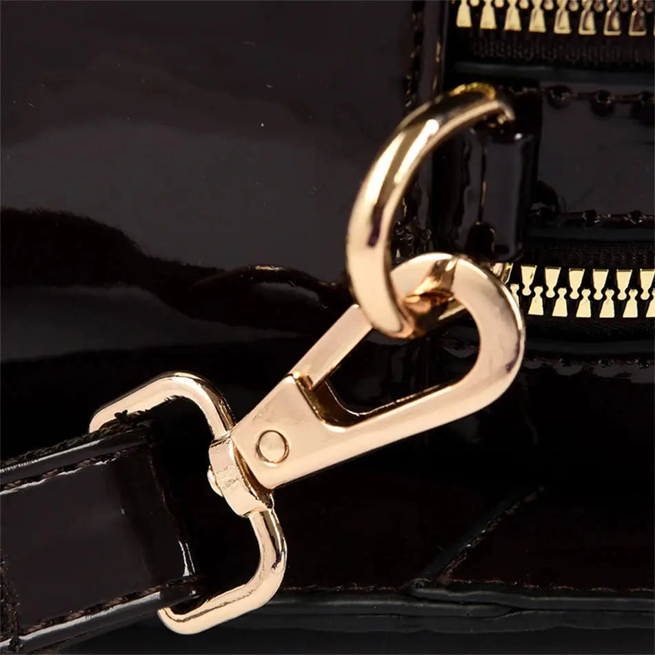 Luxury Patent Leather Handbags for Women Designer Crocodile Pattern Women's Shoulder Crossbody Bag Hobos Ladies Messenger Stone Streetsharks