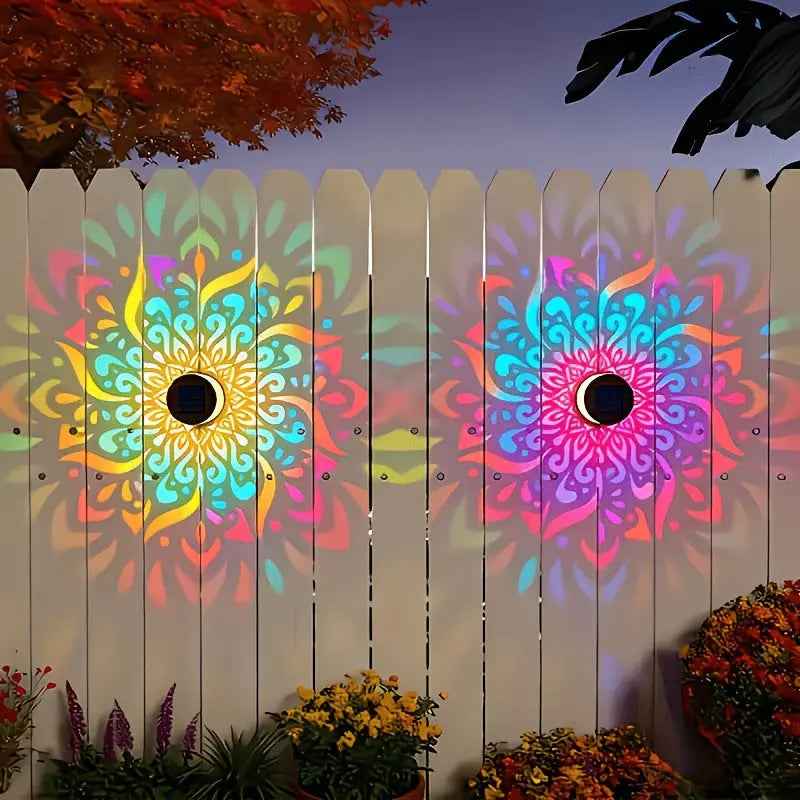 Mandala Garden Solar Light Wrought-Iron Waterproof Wall Lamp for Courtyard Landscapes