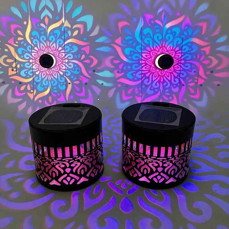 Mandala Garden Solar Light Wrought-Iron Waterproof Wall Lamp for Courtyard Landscapes