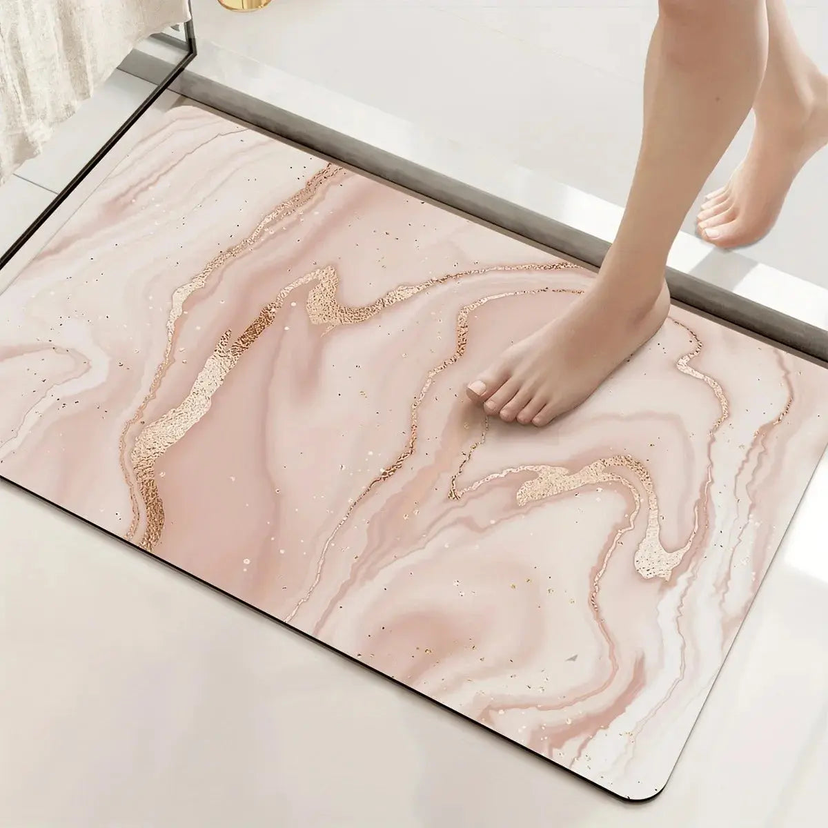 Marbling Pattern Bath Mat Super Absorbent Shower Room Indoor Doormats Washable Easy Clean Diatomite Rugs Washroom Floor Carpet Streetsharks