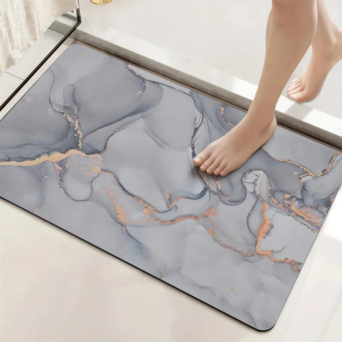 Marbling Pattern Bath Mat Super Absorbent Shower Room Indoor Doormats Washable Easy Clean Diatomite Rugs Washroom Floor Carpet Streetsharks