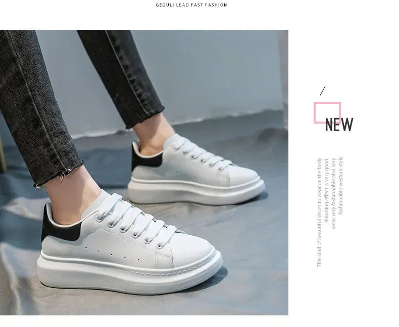 McQueen women's new popular white shoes, versatile and super fiber breathable thick sole, height increasing McQueen sponge cake Streetsharks