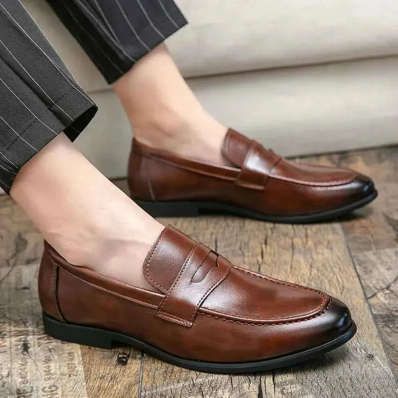 Men Casual Leather Shoes Dress Leather Loafers Men Classic Casual Business Shoes Trend Formal Party Social Leather Shoes Male