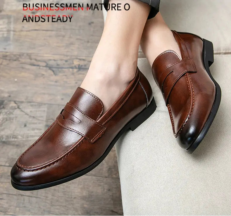 Men Casual Leather Shoes Dress Leather Loafers Men Classic Casual Business Shoes Trend Formal Party Social Leather Shoes Male luxecrown.co.uk