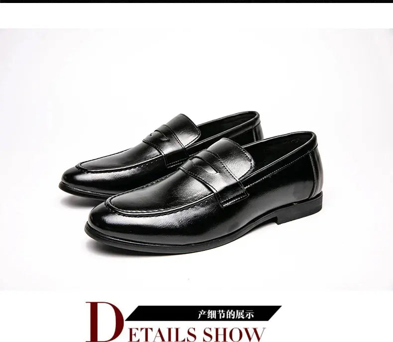 Men Casual Leather Shoes Dress Leather Loafers Men Classic Casual Business Shoes Trend Formal Party Social Leather Shoes Male luxecrown.co.uk