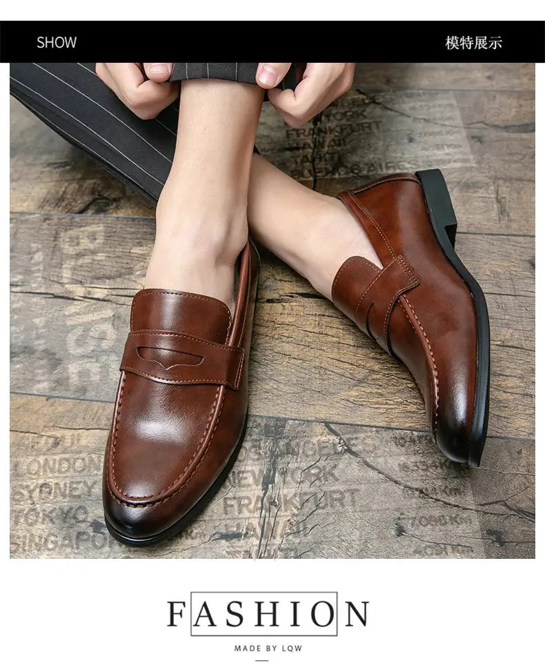 Men Casual Leather Shoes Dress Leather Loafers Men Classic Casual Business Shoes Trend Formal Party Social Leather Shoes Male luxecrown.co.uk