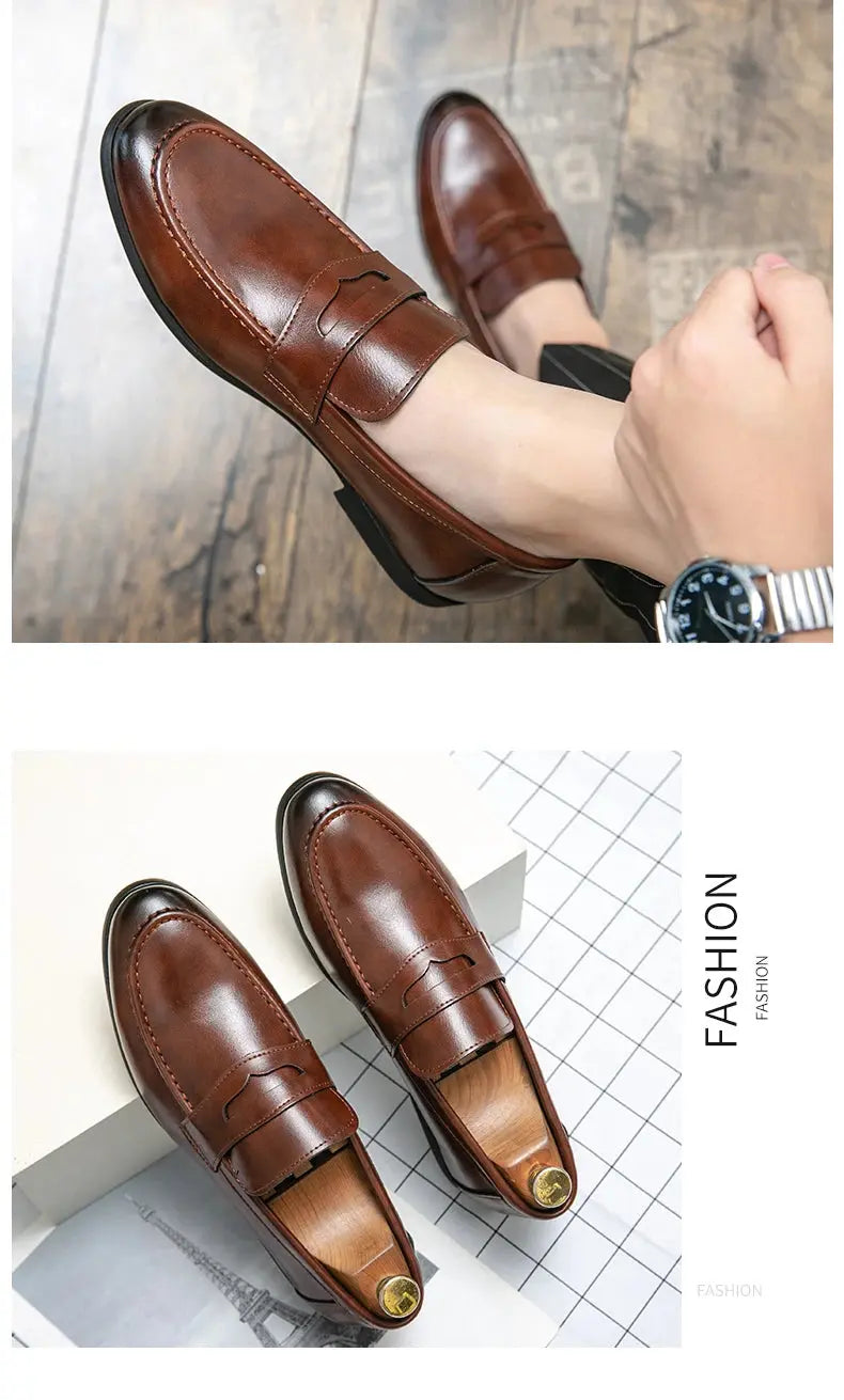 Men Casual Leather Shoes Dress Leather Loafers Men Classic Casual Business Shoes Trend Formal Party Social Leather Shoes Male luxecrown.co.uk