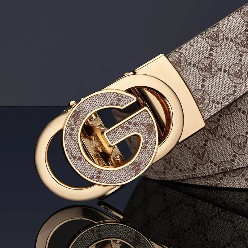 Men designer Belts PVC Leather with  Personalised “g” Buckle Fashionable Women Belts Ratcheting Luxury Streetsharks
