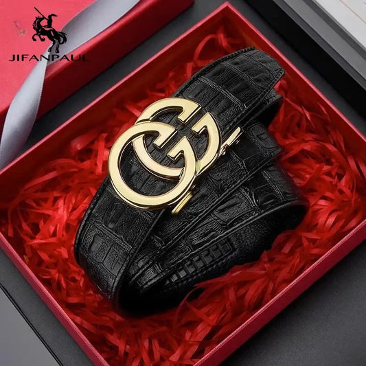 Men's Belt Made of High Quality Material, Metal Alloy Automatic Buckle Brand, Luxurious Design, Men's Belt Streetsharks
