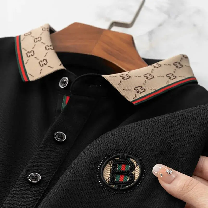 Men's Fashion 2025 Short sleeved Summer Polo Shirt High end Design Exquisite Ice Silk Embroidered Breathable T-shirt luxecrown.co.uk