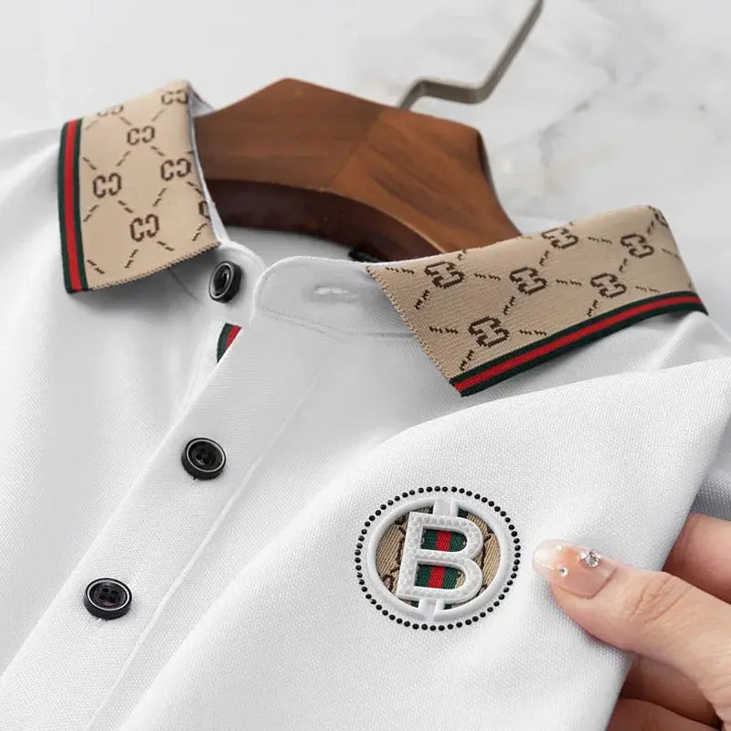 Men's Fashion 2025 Short sleeved Summer Polo Shirt High end Design Exquisite Ice Silk Embroidered Breathable T-shirt luxecrown.co.uk