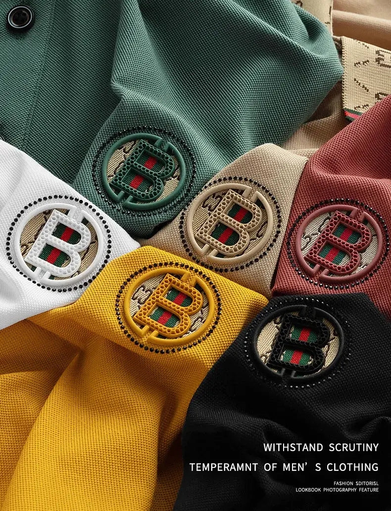 Men's Fashion 2025 Short sleeved Summer Polo Shirt High end Design Exquisite Ice Silk Embroidered Breathable T-shirt luxecrown.co.uk