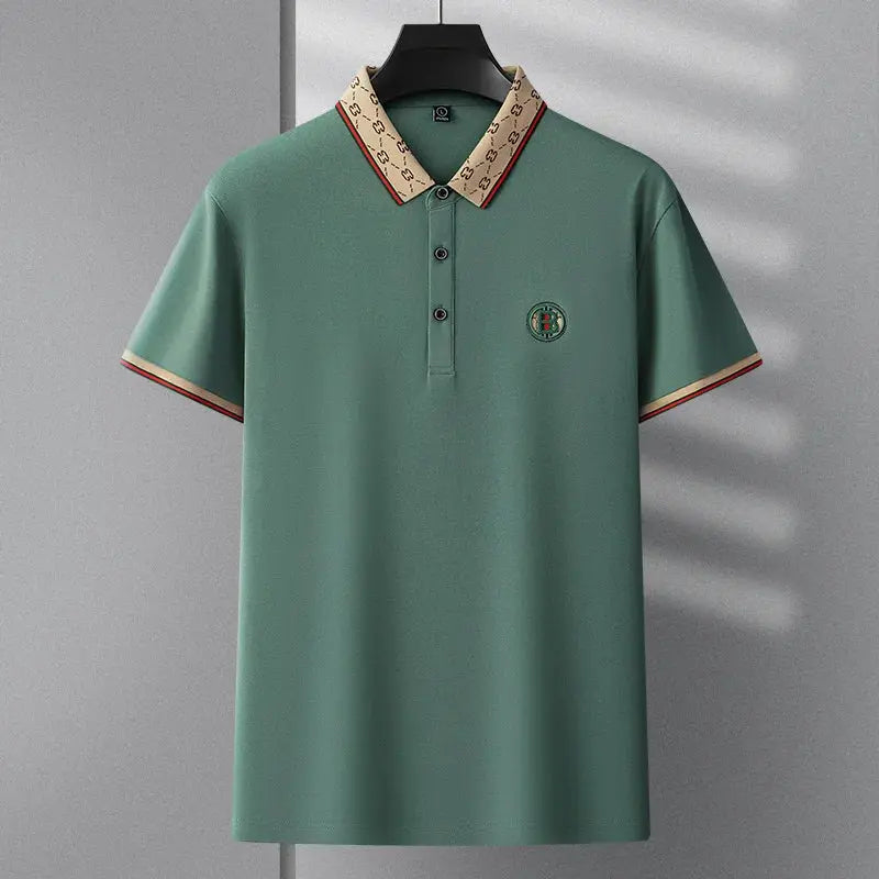 Men's Fashion 2025 Short sleeved Summer Polo Shirt High end Design Exquisite Ice Silk Embroidered Breathable T-shirt luxecrown.co.uk