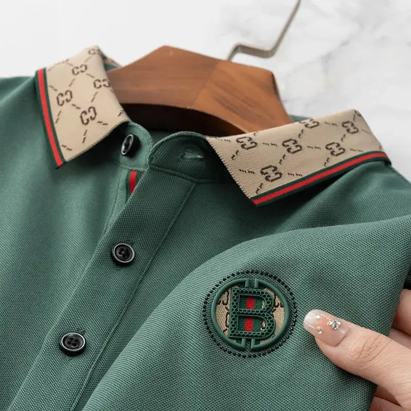Men's Fashion 2025 Short sleeved Summer Polo Shirt High end Design Exquisite Ice Silk Embroidered Breathable T-shirt luxecrown.co.uk
