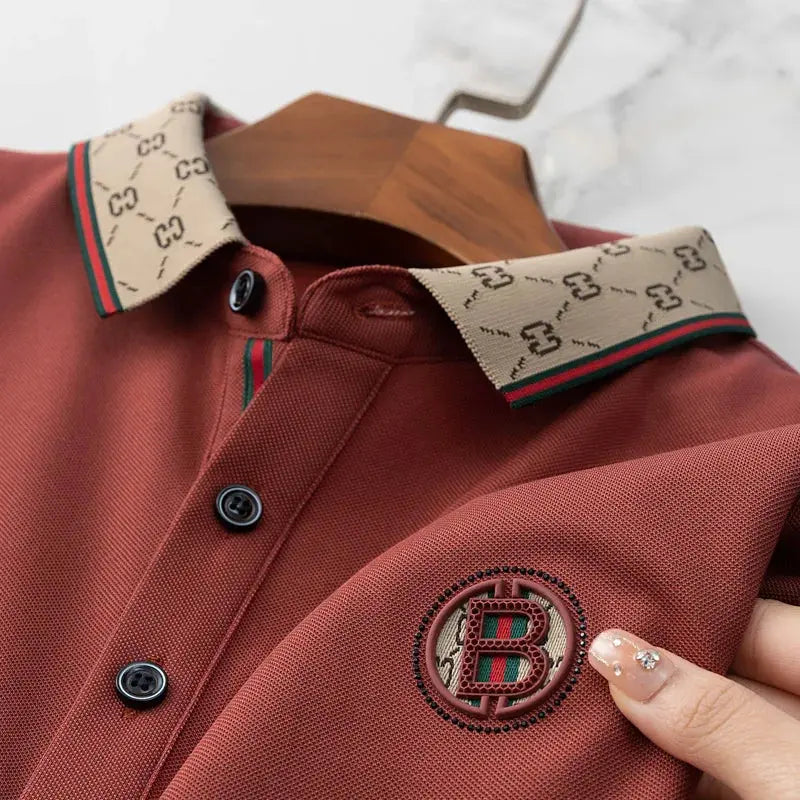 Men's Fashion 2025 Short sleeved Summer Polo Shirt High end Design Exquisite Ice Silk Embroidered Breathable T-shirt luxecrown.co.uk