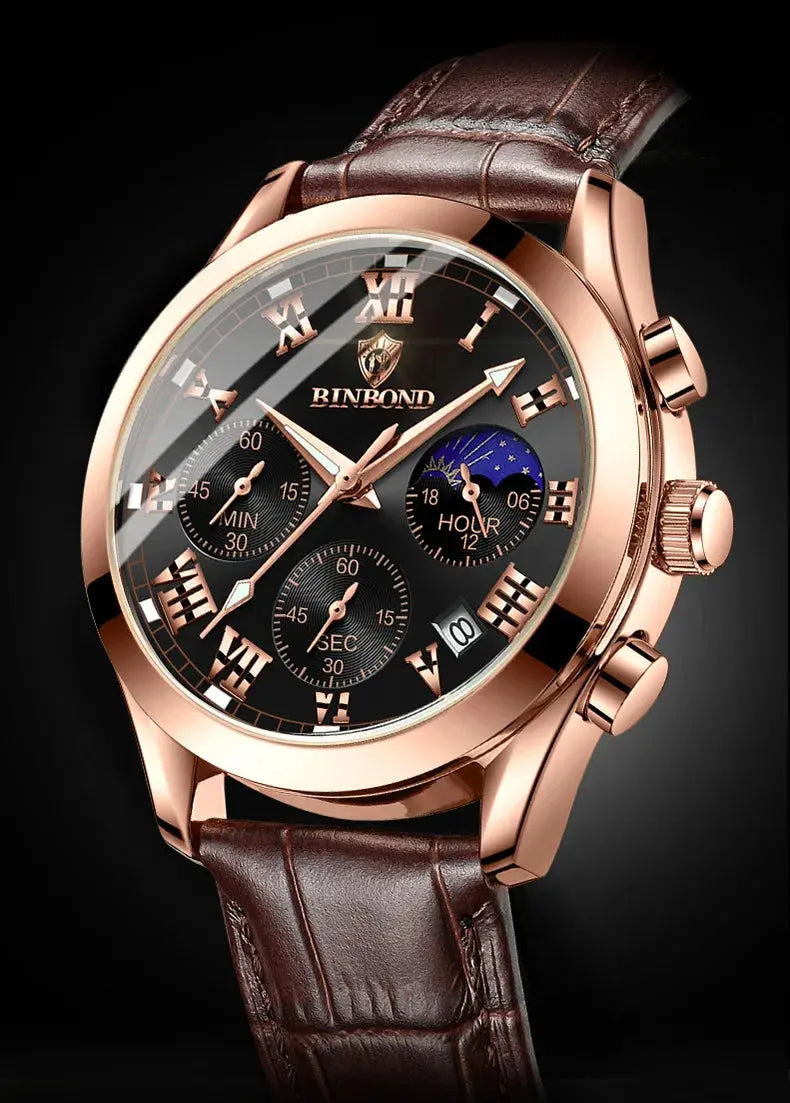 Men's Watch Multifunctional Threes Hands and Six Sub-dials Quartz Wristwatch Night Light Waterproof Business Fashion Male Clock luxecrown.co.uk