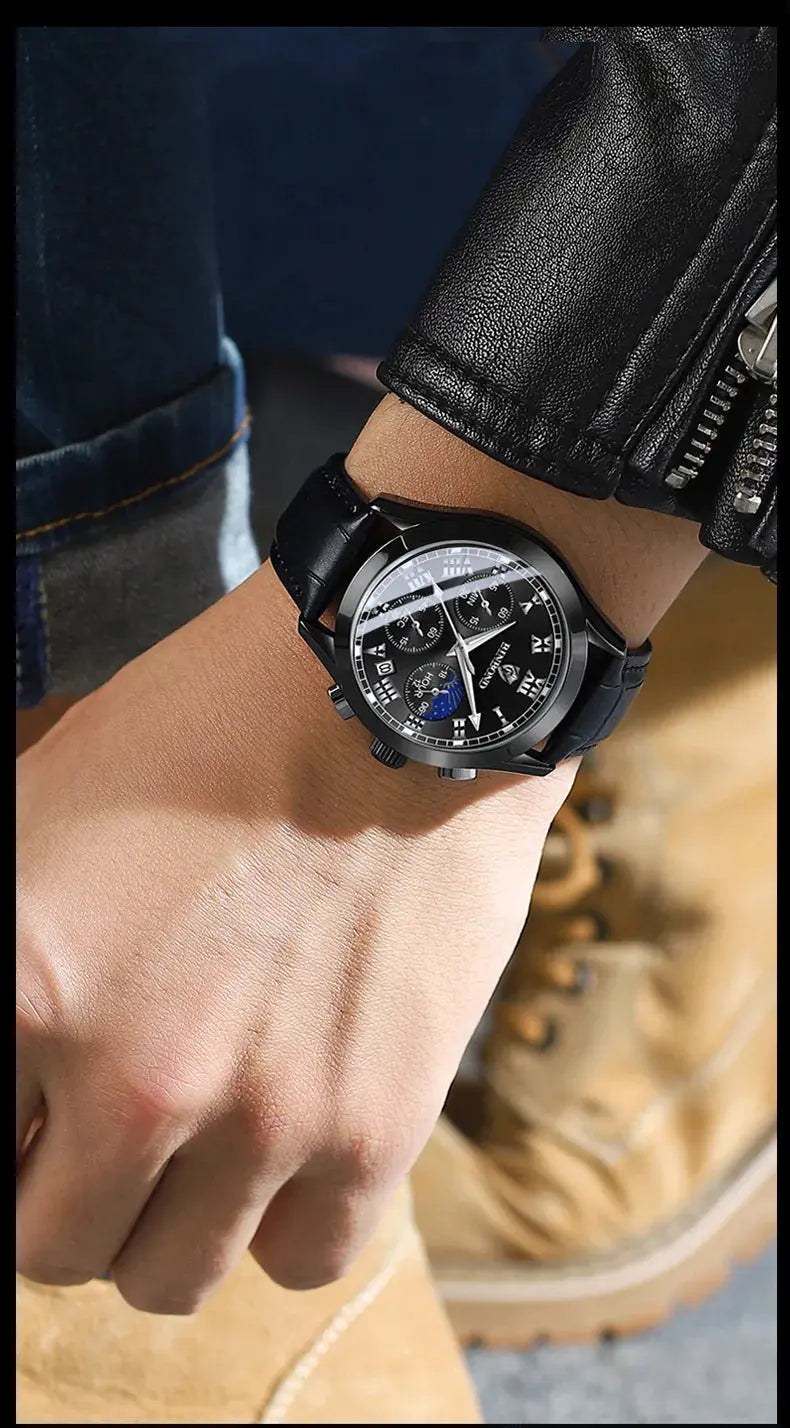 Men's Watch Multifunctional Threes Hands and Six Sub-dials Quartz Wristwatch Night Light Waterproof Business Fashion Male Clock luxecrown.co.uk