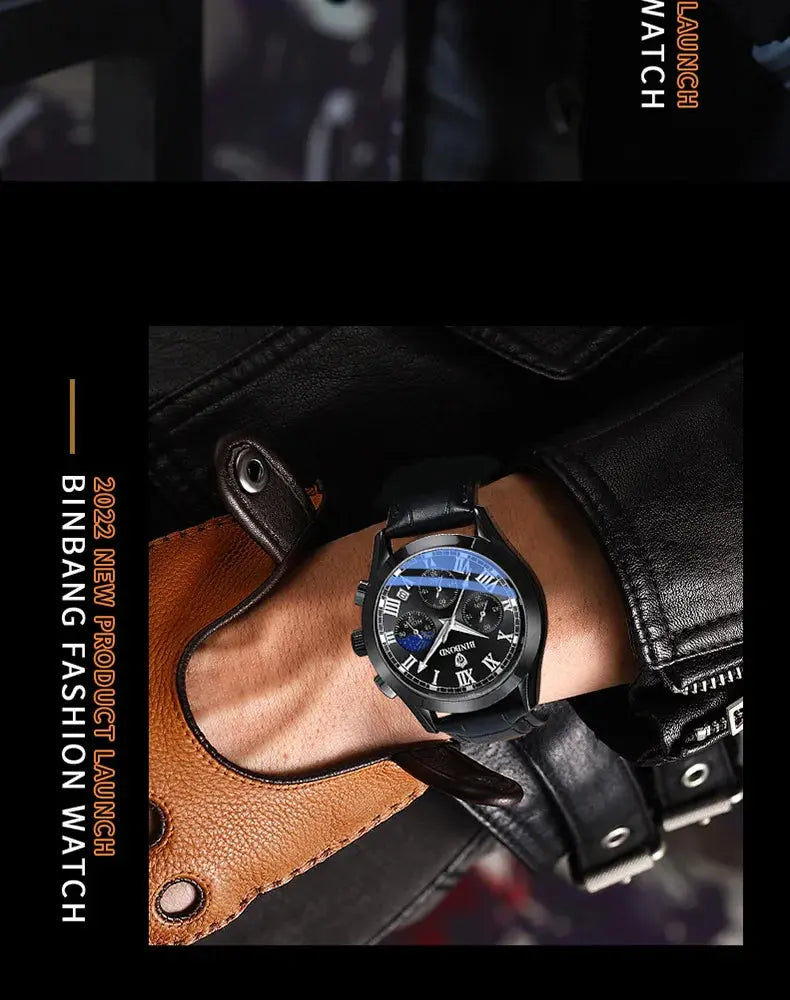 Men's Watch Multifunctional Threes Hands and Six Sub-dials Quartz Wristwatch Night Light Waterproof Business Fashion Male Clock luxecrown.co.uk