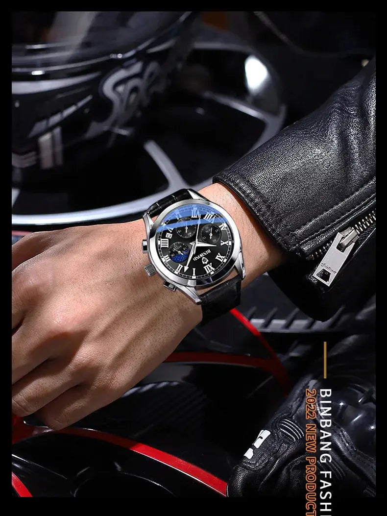 Men's Watch Multifunctional Threes Hands and Six Sub-dials Quartz Wristwatch Night Light Waterproof Business Fashion Male Clock luxecrown.co.uk