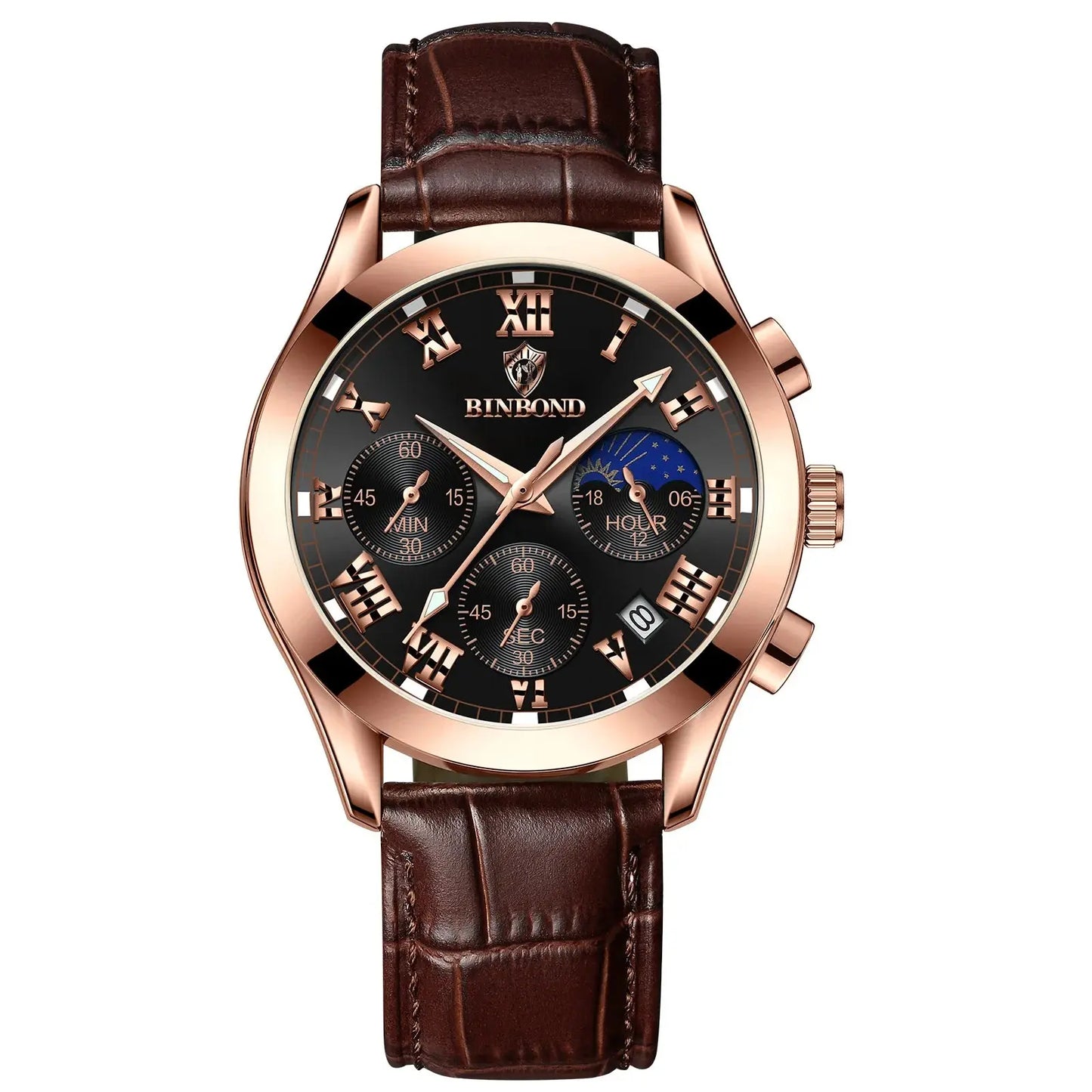 Men's Watch Multifunctional Threes Hands and Six Sub-dials Quartz Wristwatch Night Light Waterproof Business Fashion Male Clock luxecrown.co.uk