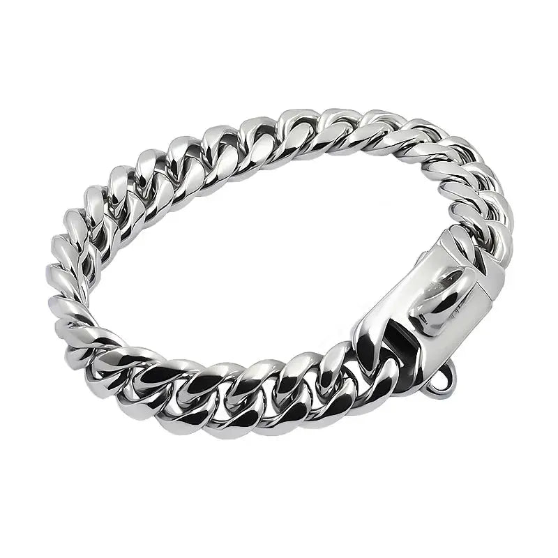 Metal Dog Collar Stainless Steel Pet Choker Gold Cuban Link Chain 14mm Wide Lead for Small Medium Large Dogs Pet Accessories luxecrown.co.uk