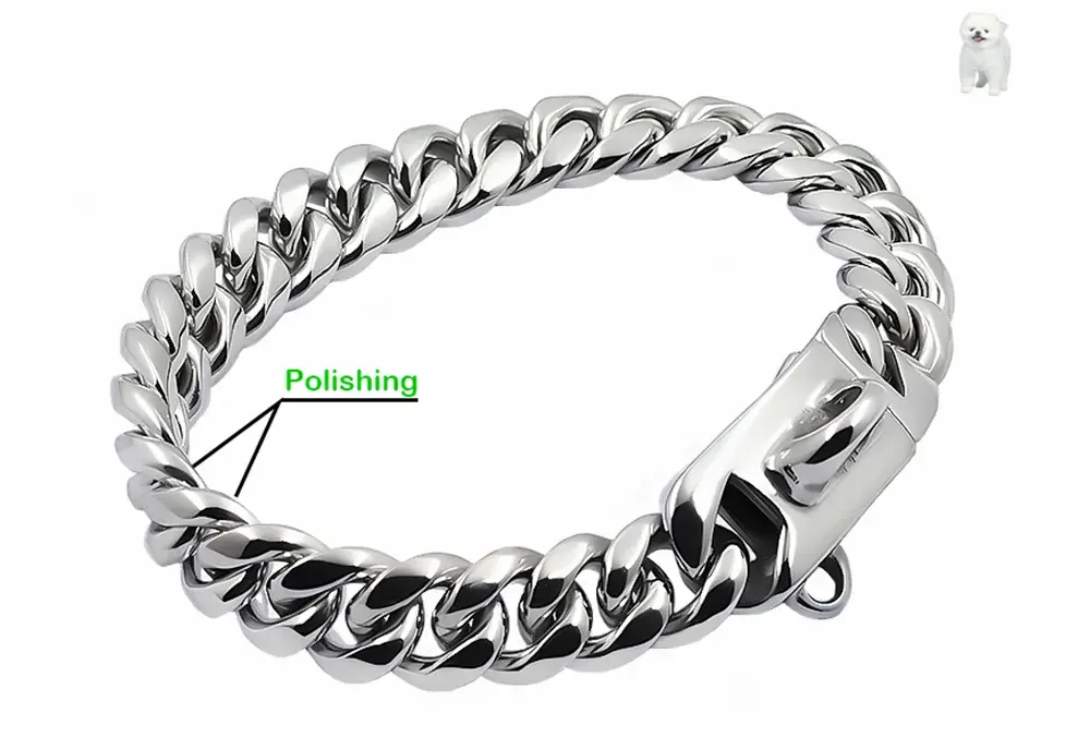 Metal Dog Collar Stainless Steel Pet Choker Gold Cuban Link Chain 14mm Wide Lead for Small Medium Large Dogs Pet Accessories luxecrown.co.uk