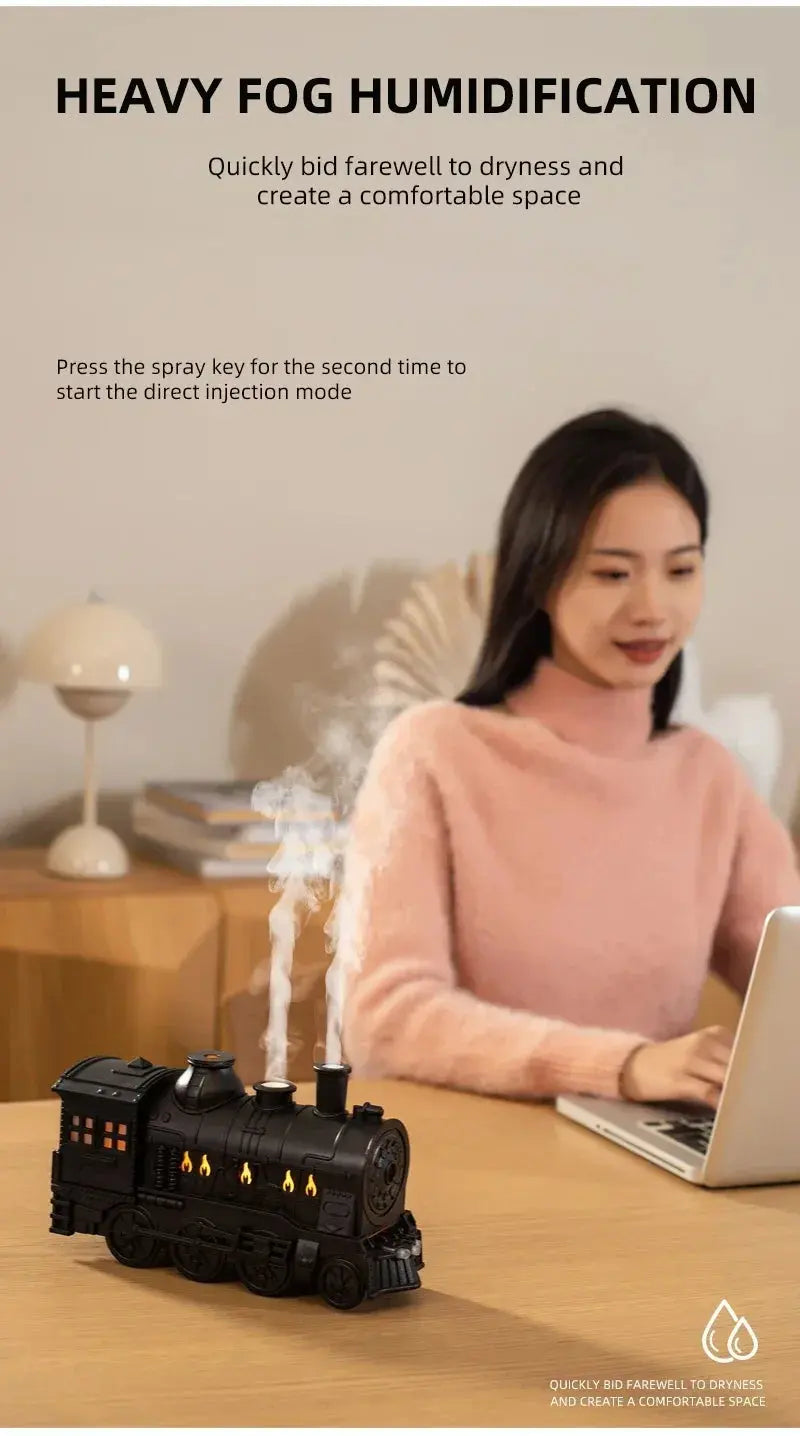 Mini Train Shape Aromatherapy Essential Oil Diffuser Ultrasonic Cool Mist Air Humidifier with LED Lamp Aroma Difusor Atomizer Streetsharks