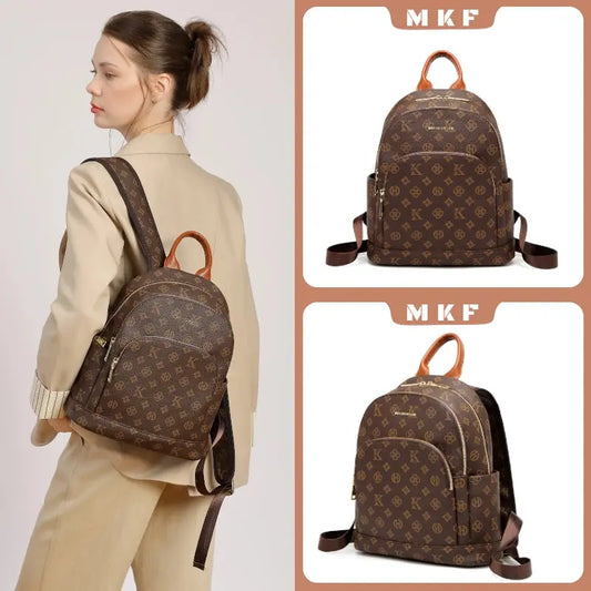 Mkf Genuine Vintage Retro Casual Backpack for Women, Original Design Niche Women's Bag, Large Capacity Travel Trendy Bag luxecrown.co.uk