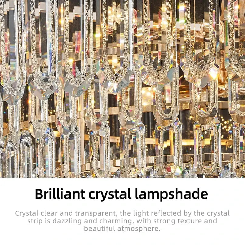 Modern LED Ceiling Hanging Lamp for Living Room Designer Luxury Circular Dining Table Pendant Lighting Crystal High Chandelier luxecrown.co.uk