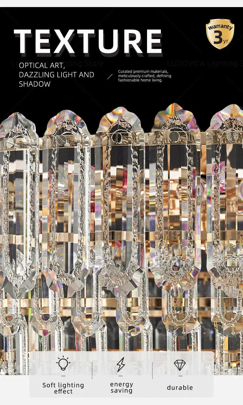 Modern LED Ceiling Hanging Lamp for Living Room Designer Luxury Circular Dining Table Pendant Lighting Crystal High Chandelier luxecrown.co.uk