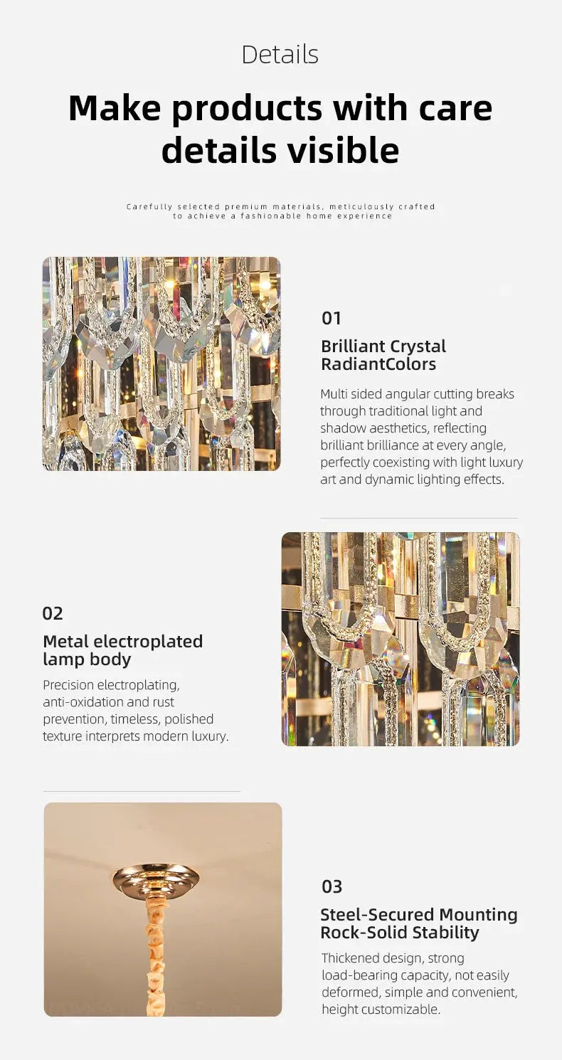 Modern LED Ceiling Hanging Lamp for Living Room Designer Luxury Circular Dining Table Pendant Lighting Crystal High Chandelier luxecrown.co.uk