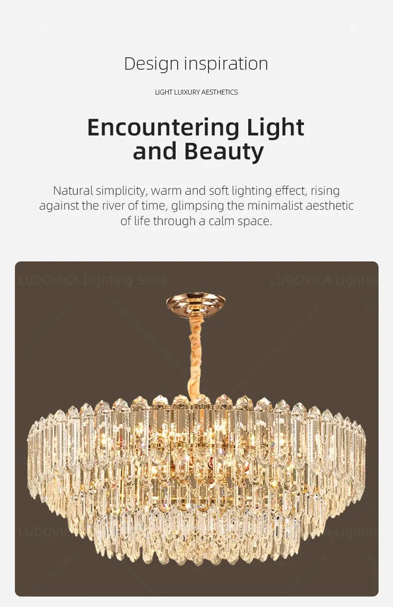 Modern LED Ceiling Hanging Lamp for Living Room Designer Luxury Circular Dining Table Pendant Lighting Crystal High Chandelier luxecrown.co.uk
