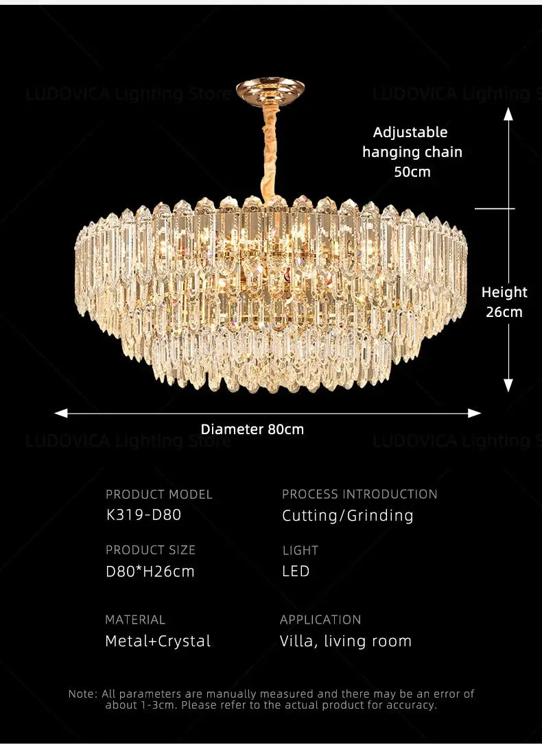 Modern LED Ceiling Hanging Lamp for Living Room Designer Luxury Circular Dining Table Pendant Lighting Crystal High Chandelier luxecrown.co.uk