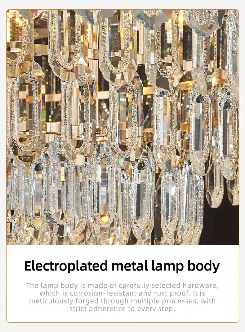 Modern LED Ceiling Hanging Lamp for Living Room Designer Luxury Circular Dining Table Pendant Lighting Crystal High Chandelier luxecrown.co.uk