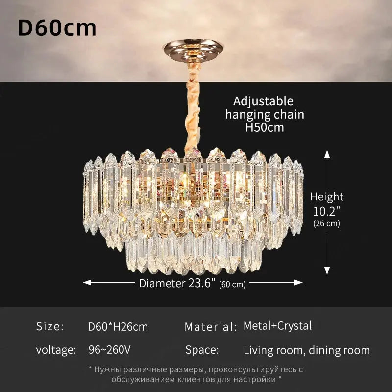 Modern LED Ceiling Hanging Lamp for Living Room Designer Luxury Circular Dining Table Pendant Lighting Crystal High Chandelier luxecrown.co.uk