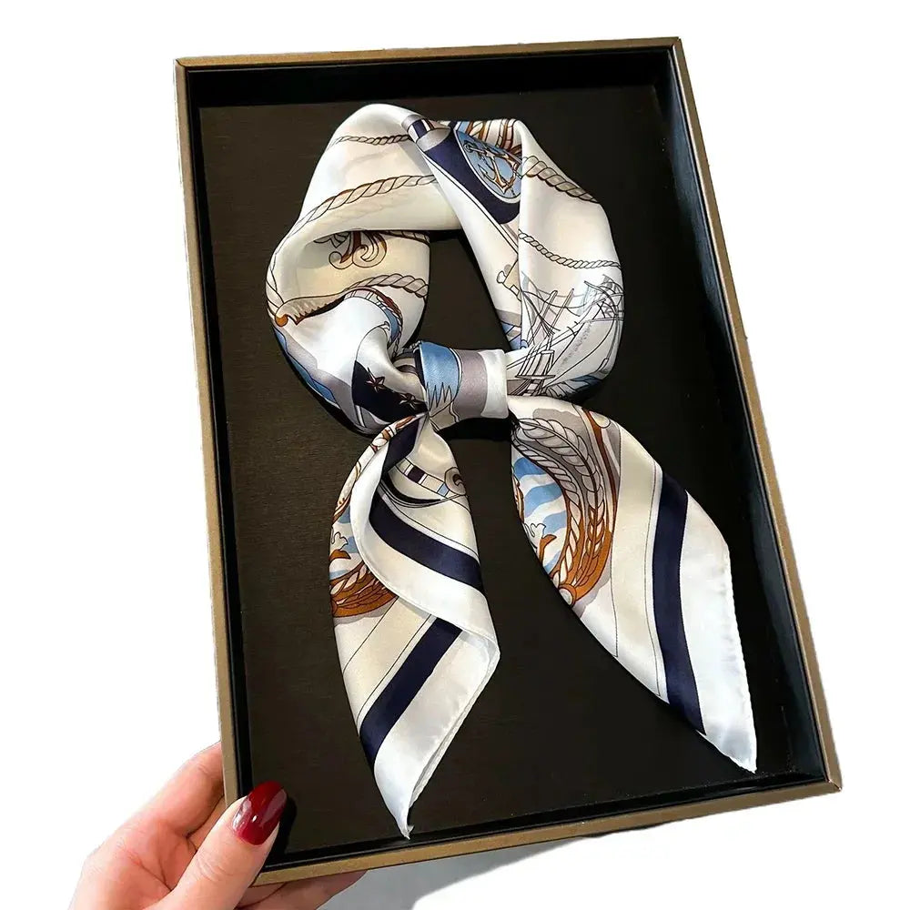 Neckerchief Female Luxury Square Scarf for Women Silk Feeling Shawl Satin Hijab Fashion Wraps Hair Bands Ribbon Headband Bandann luxecrown.co.uk