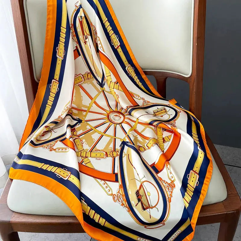 Neckerchief Female Luxury Square Scarf for Women Silk Feeling Shawl Satin Hijab Fashion Wraps Hair Bands Ribbon Headband Bandann luxecrown.co.uk