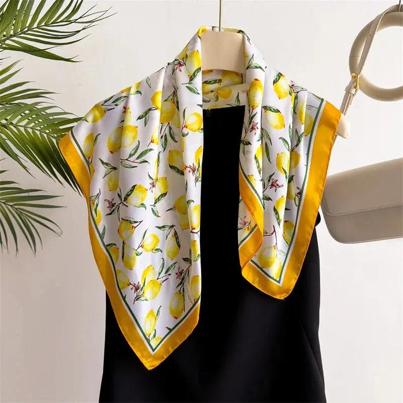 Neckerchief Female Luxury Square Scarf for Women Silk Feeling Shawl Satin Hijab Fashion Wraps Hair Bands Ribbon Headband Bandann luxecrown.co.uk