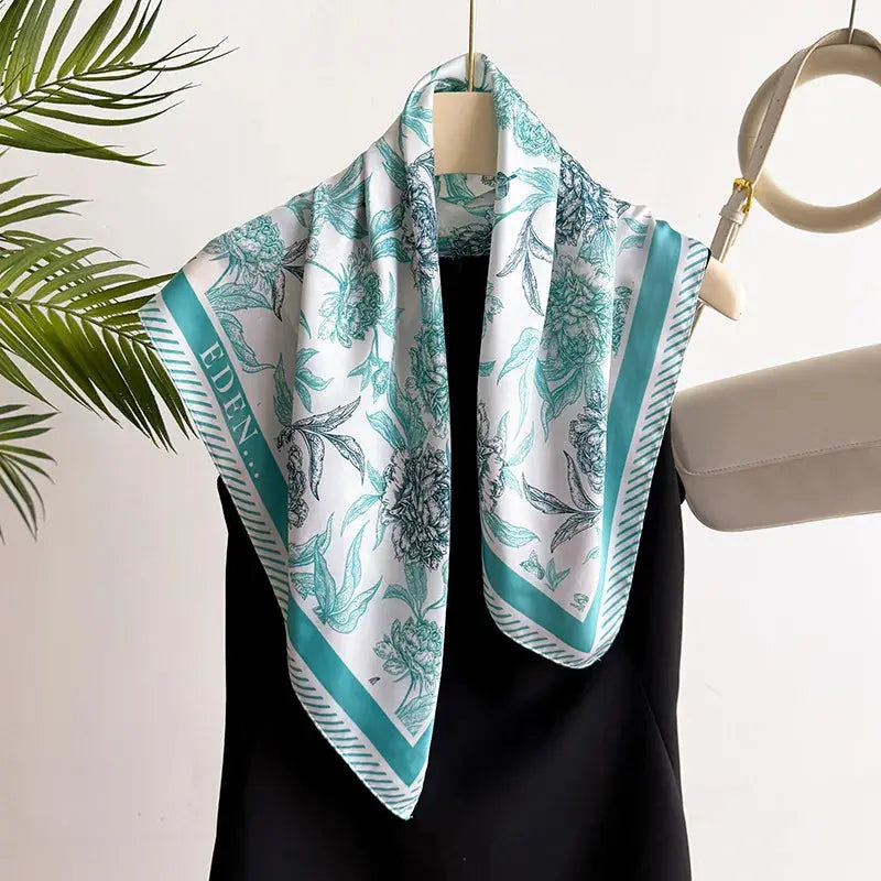 Neckerchief Female Luxury Square Scarf for Women Silk Feeling Shawl Satin Hijab Fashion Wraps Hair Bands Ribbon Headband Bandann luxecrown.co.uk