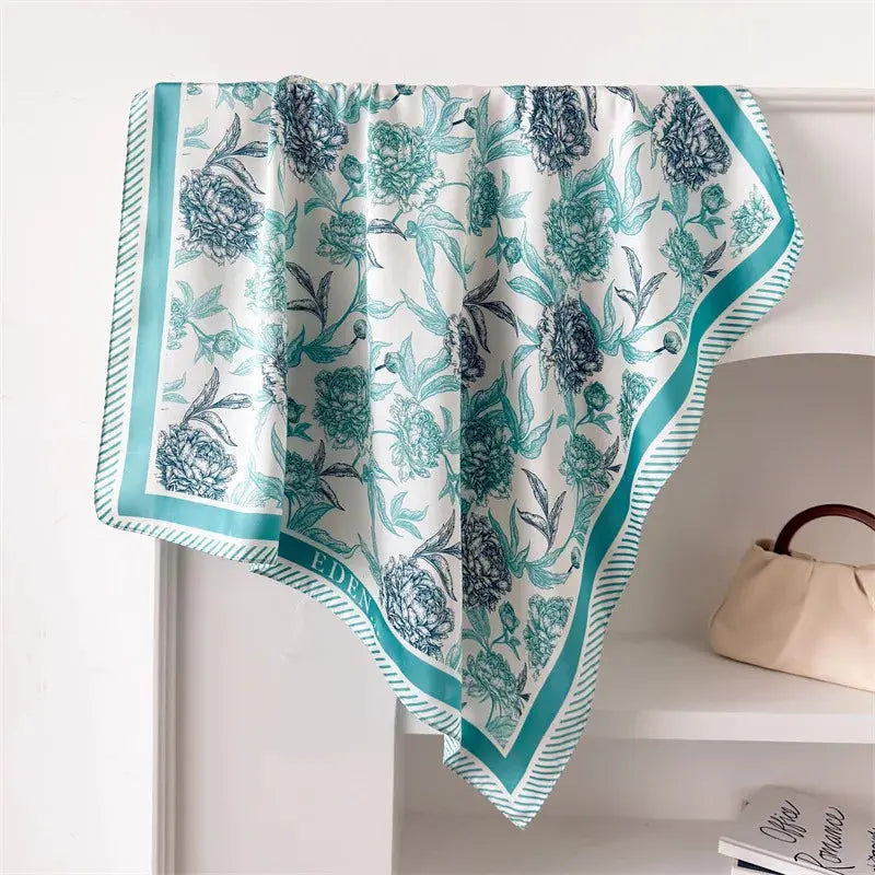 Neckerchief Female Luxury Square Scarf for Women Silk Feeling Shawl Satin Hijab Fashion Wraps Hair Bands Ribbon Headband Bandann luxecrown.co.uk