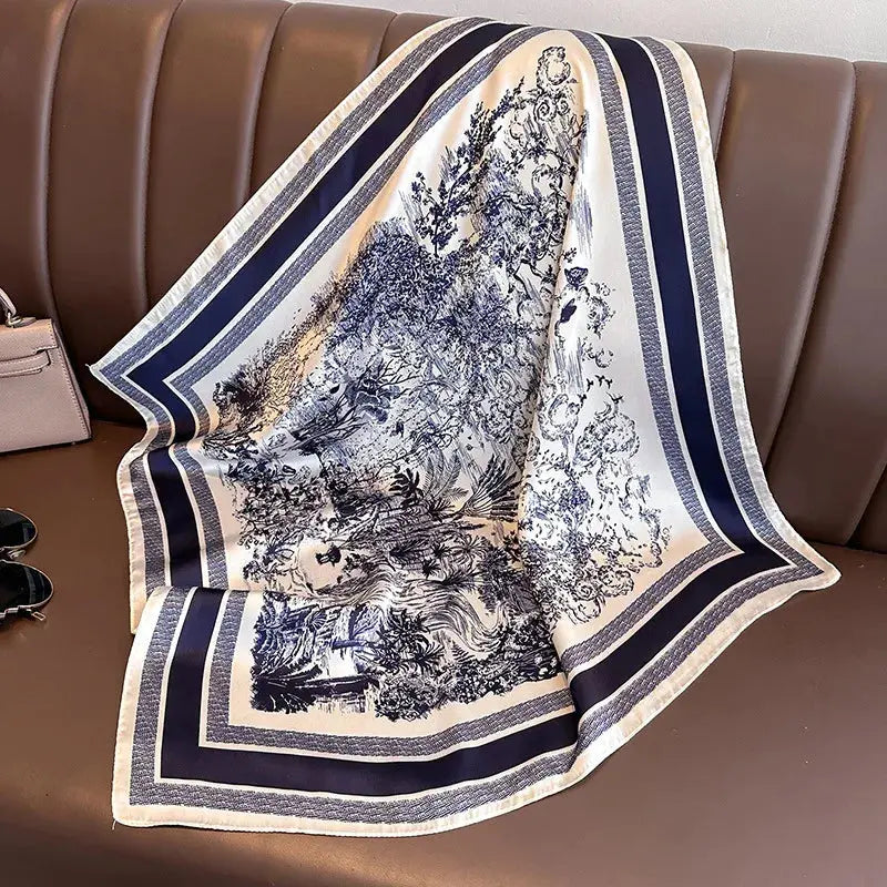 Neckerchief Female Luxury Square Scarf for Women Silk Feeling Shawl Satin Hijab Fashion Wraps Hair Bands Ribbon Headband Bandann luxecrown.co.uk