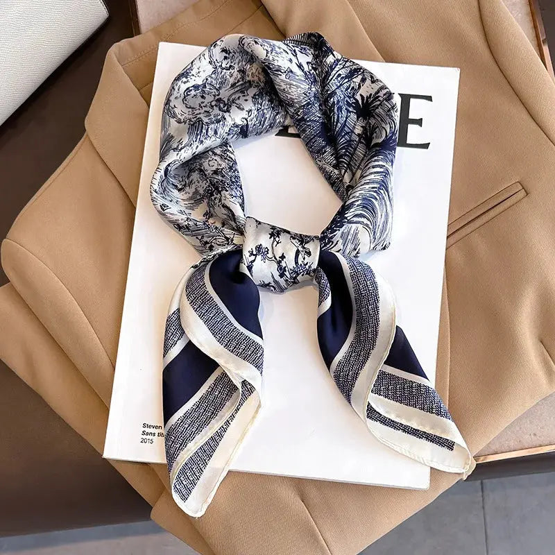 Neckerchief Female Luxury Square Scarf for Women Silk Feeling Shawl Satin Hijab Fashion Wraps Hair Bands Ribbon Headband Bandann luxecrown.co.uk