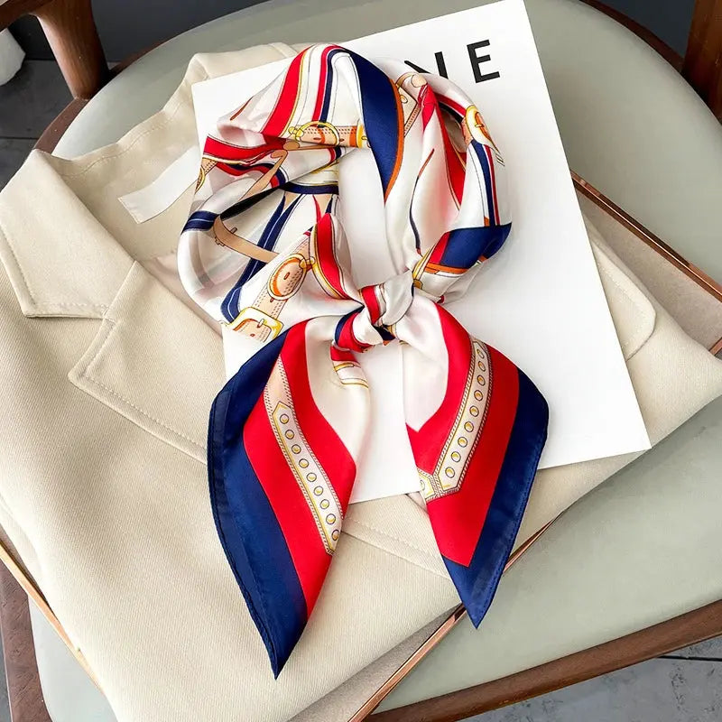 Neckerchief Female Luxury Square Scarf for Women Silk Feeling Shawl Satin Hijab Fashion Wraps Hair Bands Ribbon Headband Bandann luxecrown.co.uk
